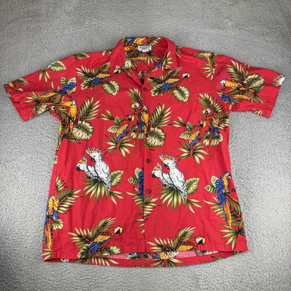 Vintage‎ Pacific Legend Hawaiian Shirt Floral Parrot Made in Hawaii Size Xl USA